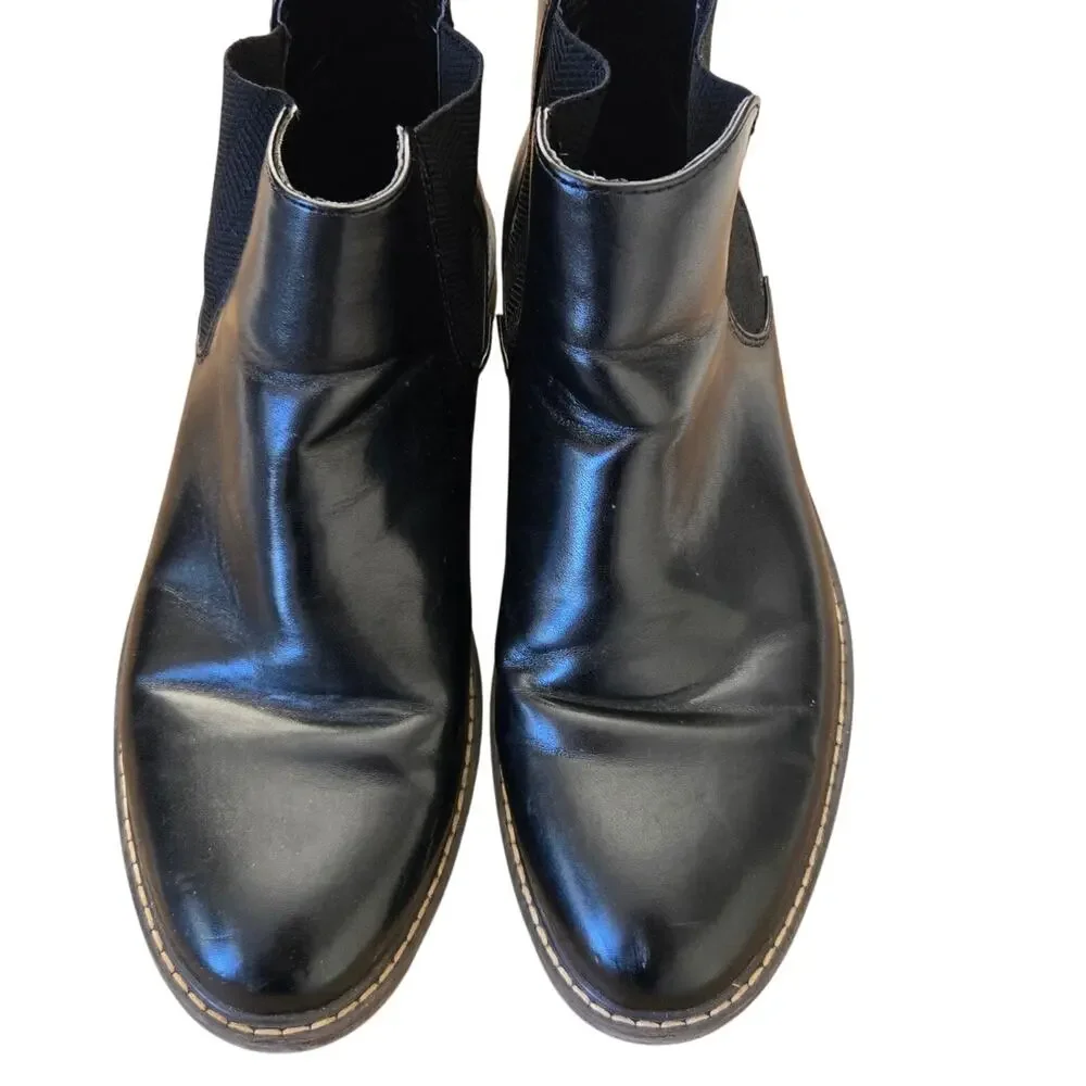 Kenneth Cole Ely Black Chelsea Boots Water‑Resistant Synthetic Leather Size 8